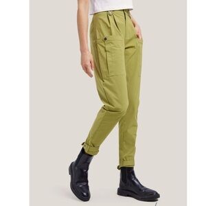 GENTLE HERD Pocket Taper Cotton-Blend Ankle Pants in matcha size